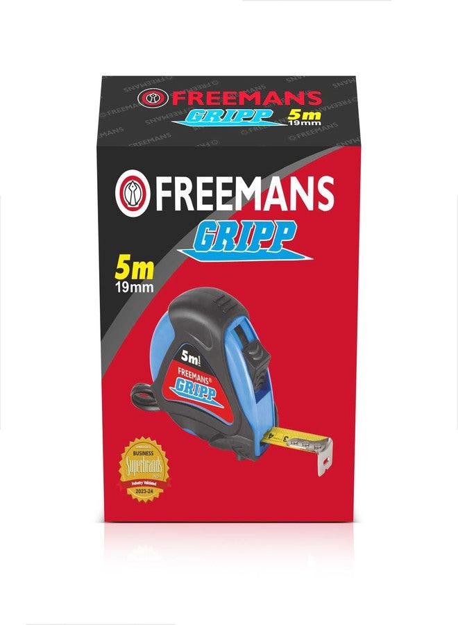 FREEMANS GRIPP 5m:19mm Steel Inchi Measuring Tape - 5m (Blue) With Rubberized Unbreakable ABS case || PauseButton || Click Action Front Lock and Belt Clip - Image 2